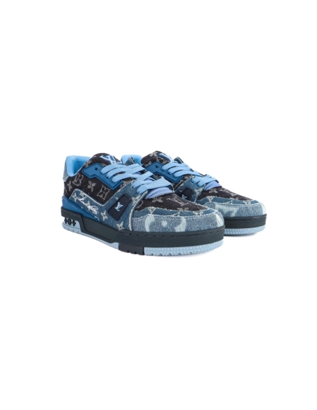 Louis Vuitton Mens Trainer Blue Denim Monogram Reps Sneakers,Louis Vuitton Trainer,LOUIS VUITTON Reps Sneakers,Other Brand Reps 