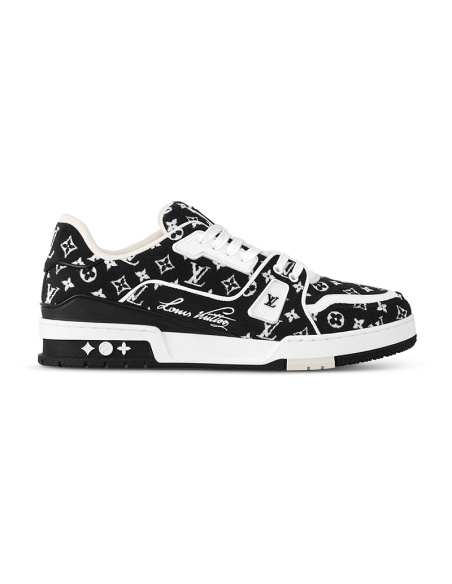 Louis Vuitton Trainer Black Monogram Textile,Louis Vuitton Trainer,LOUIS VUITTON Reps Sneakers,Other Brand Reps Sneakers