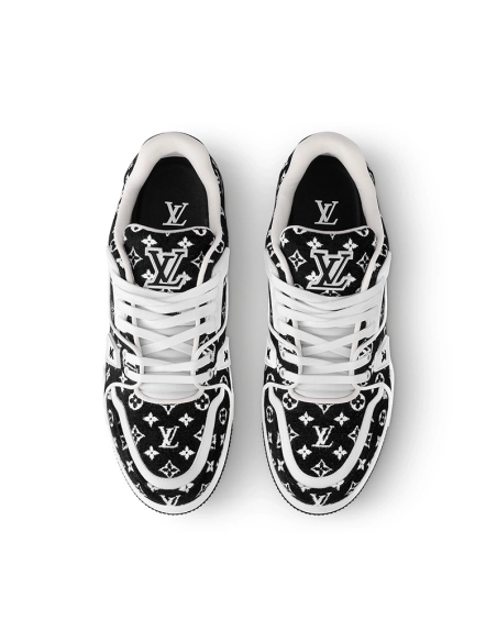Louis Vuitton Trainer Black Monogram Textile,Louis Vuitton Trainer,LOUIS VUITTON Reps Sneakers,Other Brand Reps Sneakers
