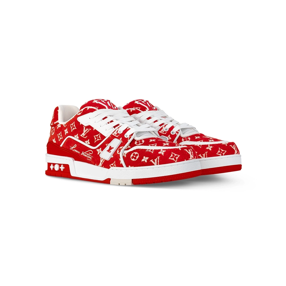 Louis Vuitton Trainer Red Monogram Textile,Louis Vuitton Trainer,LOUIS VUITTON Reps Sneakers,Other Brand Reps Sneakers