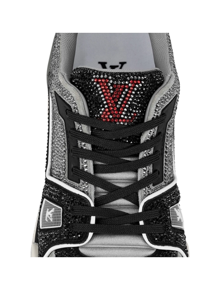 Louis Vuitton LV Trainer Black Grey Crystal,Louis Vuitton Trainer,LOUIS VUITTON Reps Sneakers,Other Brand Reps Sneakers