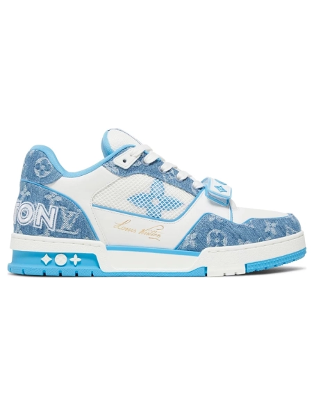 Louis Vuitton Trainer Low Light Blue Monogram Denim,Louis Vuitton Trainer,LOUIS VUITTON Reps Sneakers,Other Brand Reps Sneakers