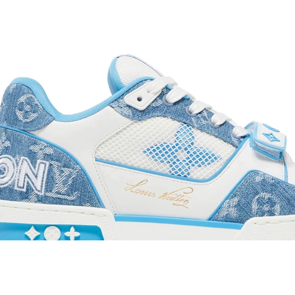 Louis Vuitton Trainer Low Light Blue Monogram Denim,Louis Vuitton Trainer,LOUIS VUITTON Reps Sneakers,Other Brand Reps Sneakers