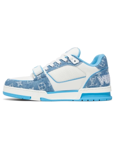Louis Vuitton Trainer Low Light Blue Monogram Denim,Louis Vuitton Trainer,LOUIS VUITTON Reps Sneakers,Other Brand Reps Sneakers