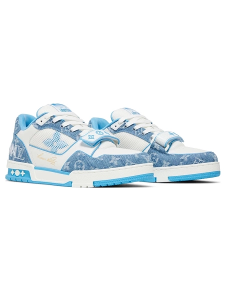 Louis Vuitton Trainer Low Light Blue Monogram Denim,Louis Vuitton Trainer,LOUIS VUITTON Reps Sneakers,Other Brand Reps Sneakers
