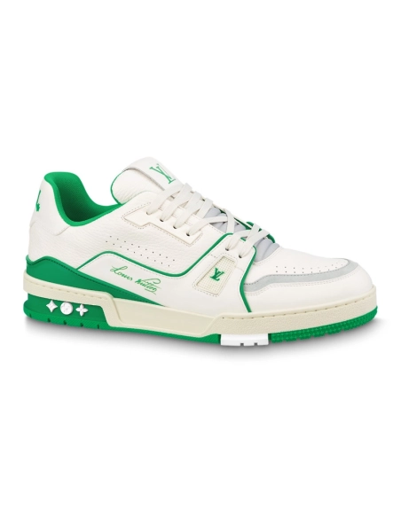 Louis Vuitton Trainer No.54 Signature White Green,Louis Vuitton Trainer,LOUIS VUITTON Reps Sneakers,Other Brand Reps Sneakers