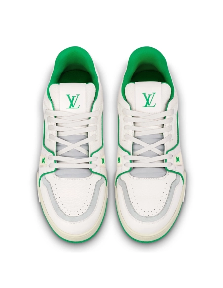 Louis Vuitton Trainer No.54 Signature White Green,Louis Vuitton Trainer,LOUIS VUITTON Reps Sneakers,Other Brand Reps Sneakers