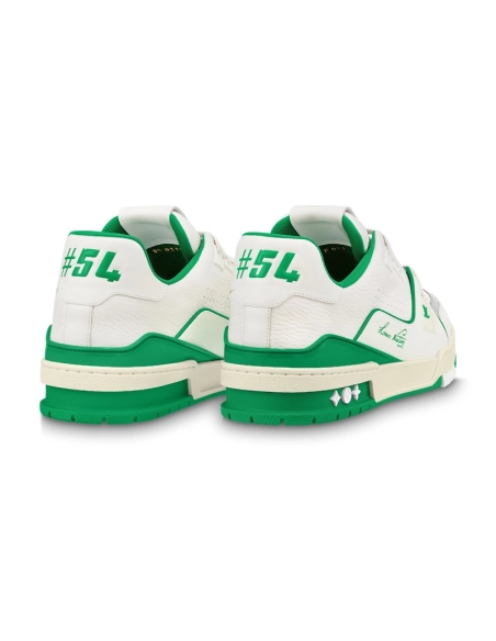 Louis Vuitton Trainer No.54 Signature White Green,Louis Vuitton Trainer,LOUIS VUITTON Reps Sneakers,Other Brand Reps Sneakers
