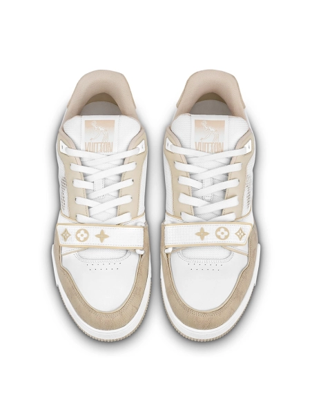 Louis Vuitton Trainer Beige White,Louis Vuitton Trainer,LOUIS VUITTON Reps Sneakers,Other Brand Reps Sneakers