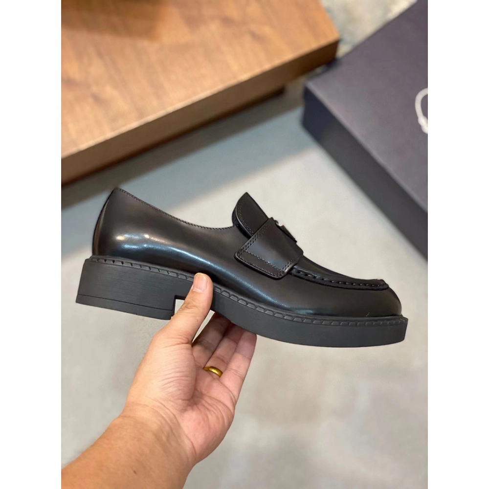 Prada Chocolate brushed leather loafers,PRADA SNEAKER,Other Brand Reps Sneakers