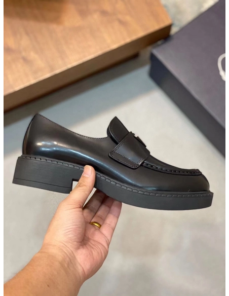 Prada Chocolate brushed leather loafers,PRADA SNEAKER,Other Brand Reps Sneakers