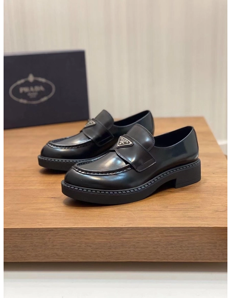 Prada Chocolate brushed leather loafers,PRADA SNEAKER,Other Brand Reps Sneakers