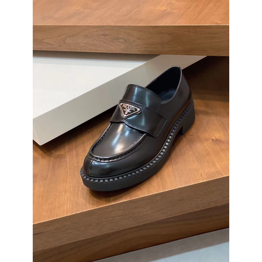 Prada Chocolate brushed leather loafers,PRADA SNEAKER,Other Brand Reps Sneakers