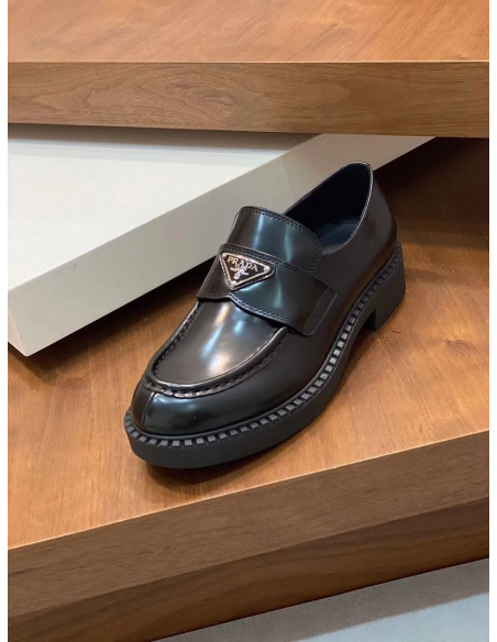 Prada Chocolate brushed leather loafers,PRADA SNEAKER,Other Brand Reps Sneakers
