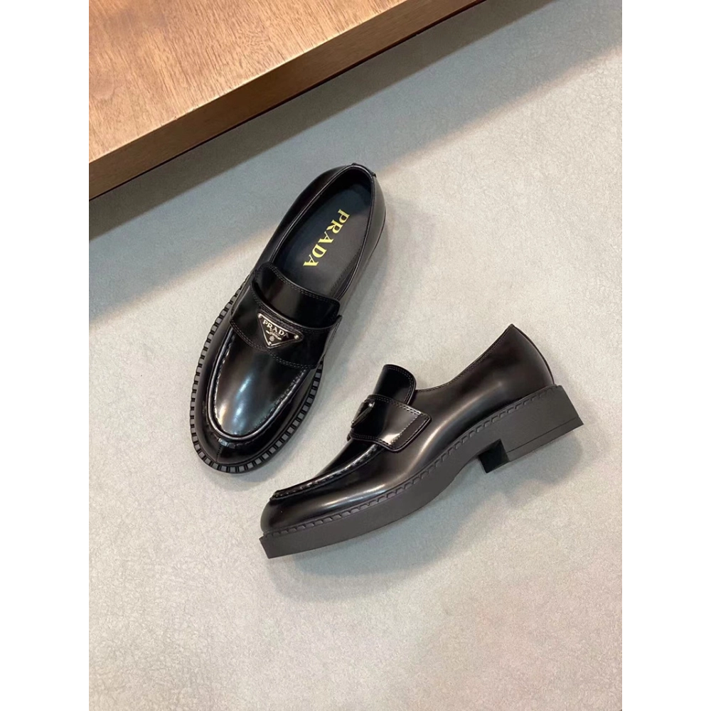 Prada Chocolate brushed leather loafers,PRADA SNEAKER,Other Brand Reps Sneakers