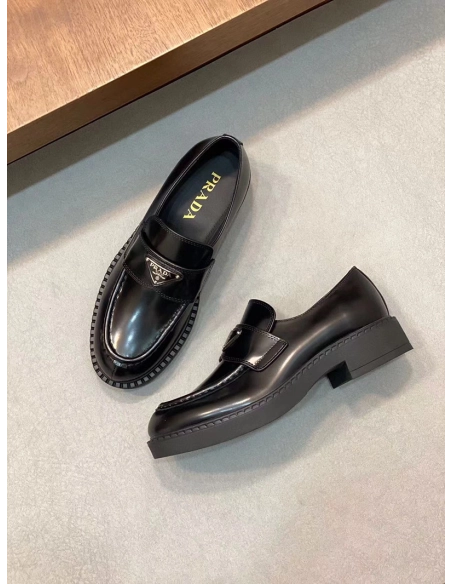 Prada Chocolate brushed leather loafers,PRADA SNEAKER,Other Brand Reps Sneakers