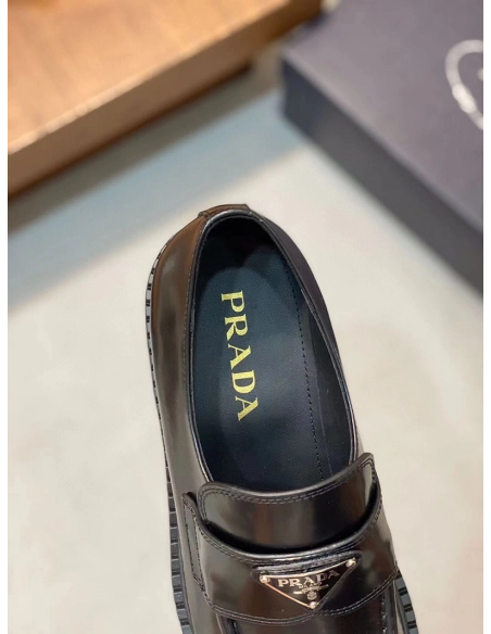 Prada Chocolate brushed leather loafers,PRADA SNEAKER,Other Brand Reps Sneakers