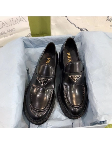 Prada Chocolate brushed leather loafers,PRADA SNEAKER,Other Brand Reps Sneakers