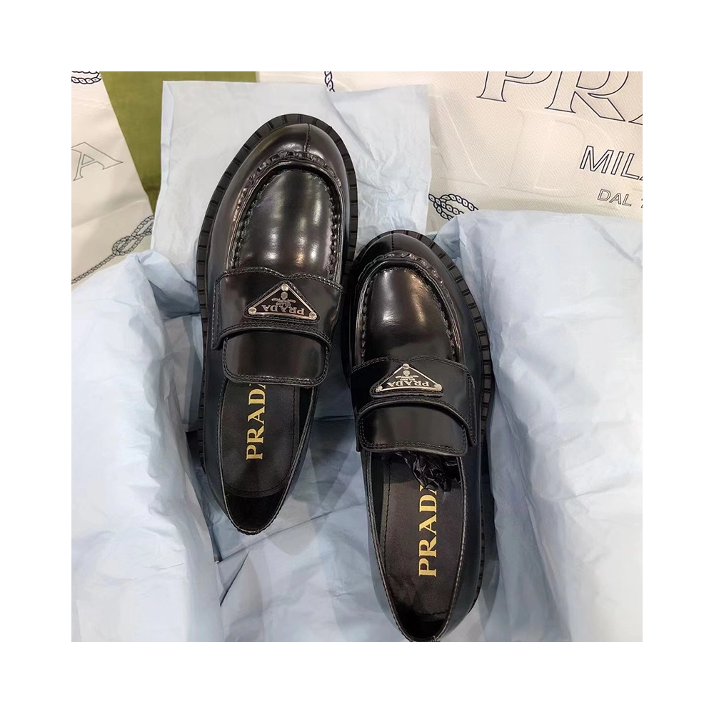 Prada Chocolate brushed leather loafers,PRADA SNEAKER,Other Brand Reps Sneakers
