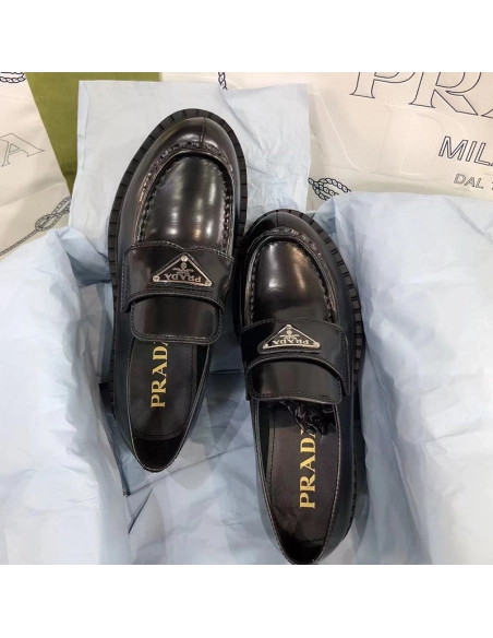 Prada Chocolate brushed leather loafers,PRADA SNEAKER,Other Brand Reps Sneakers