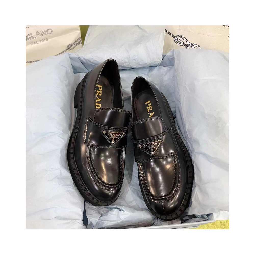 Prada Chocolate brushed leather loafers,PRADA SNEAKER,Other Brand Reps Sneakers