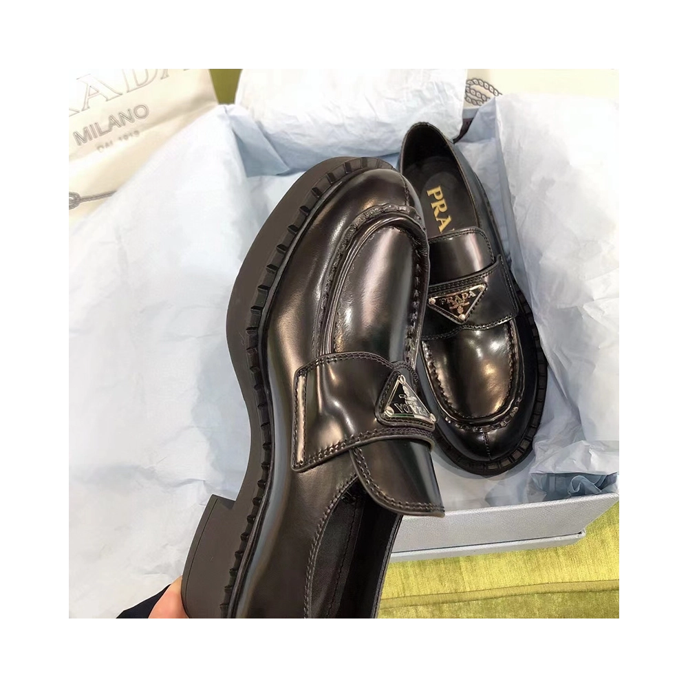 Prada Chocolate brushed leather loafers,PRADA SNEAKER,Other Brand Reps Sneakers