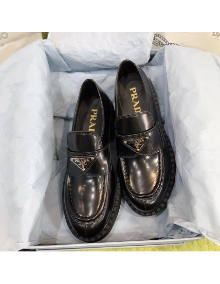 Prada Chocolate brushed leather loafers,PRADA SNEAKER,Other Brand Reps Sneakers
