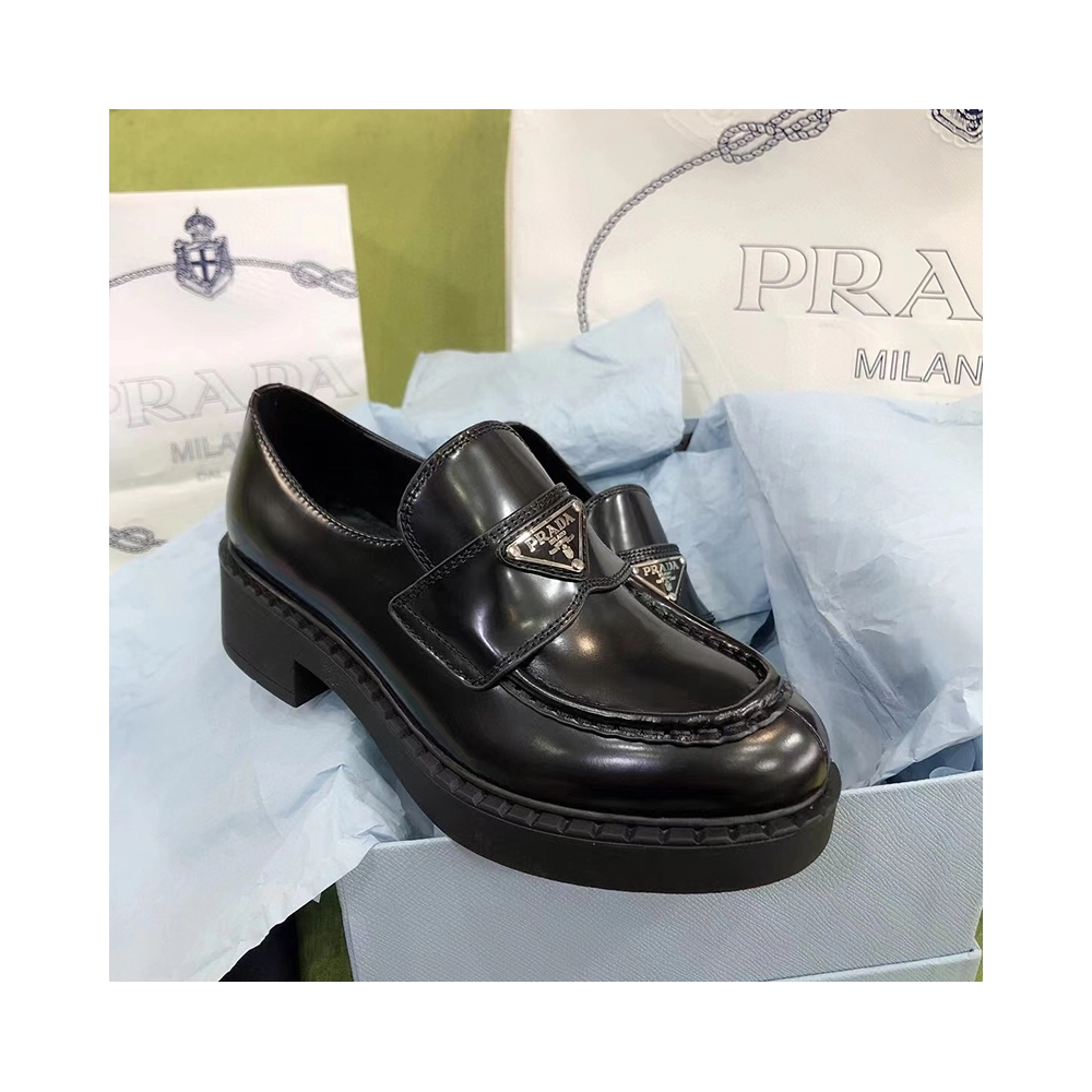 Prada Chocolate brushed leather loafers,PRADA SNEAKER,Other Brand Reps Sneakers