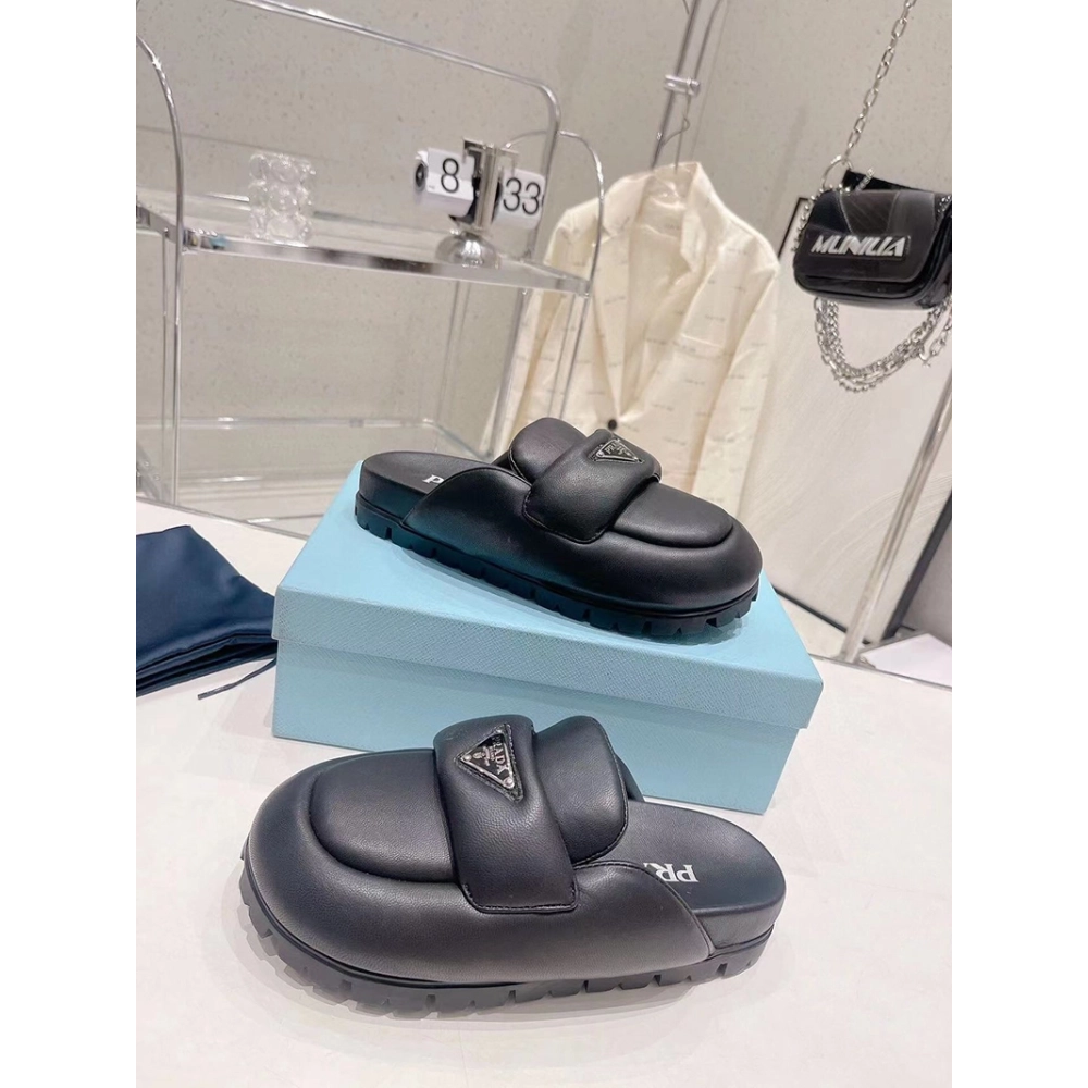 Prada Soft padded nappa leather sabots,PRADA SNEAKER,Other Brand Reps Sneakers