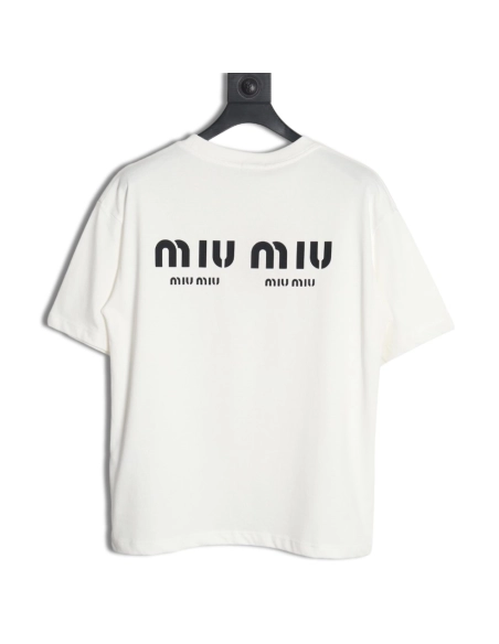 Miu Miu 24SS rhinestone lettering short-sleeved T-shirt,All order with free shipping Miu Miu
