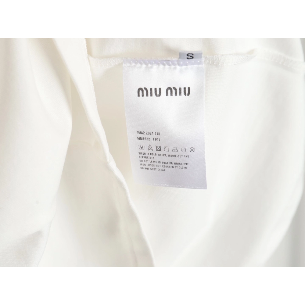 Miu Miu 24SS rhinestone lettering short-sleeved T-shirt,All order with free shipping Miu Miu