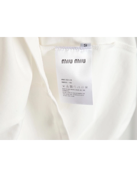Miu Miu 24SS rhinestone lettering short-sleeved T-shirt,All order with free shipping Miu Miu