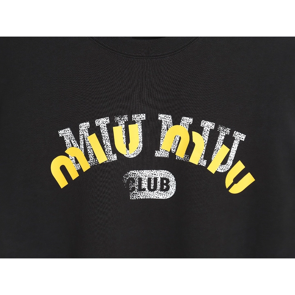 Miu Miu 24SS Blurred Letters Short Sleeve T-Shirt TSK1,All order with free shipping Miu Miu