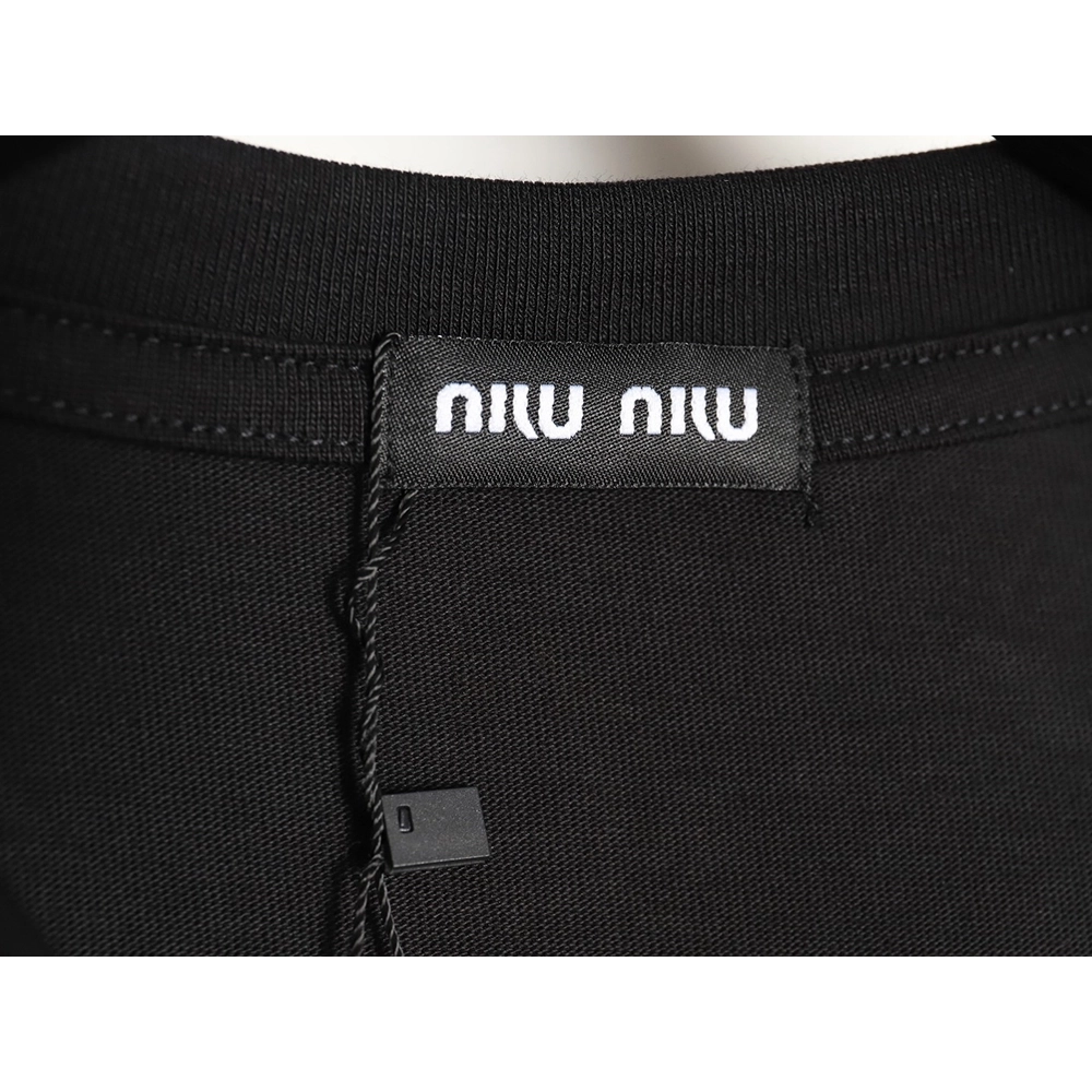 Miu Miu 24SS Blurred Letters Short Sleeve T-Shirt TSK1,All order with free shipping Miu Miu