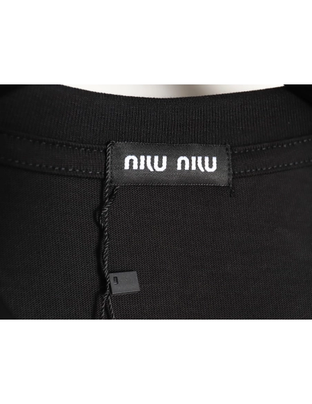 Miu Miu 24SS Blurred Letters Short Sleeve T-Shirt TSK1,All order with free shipping Miu Miu