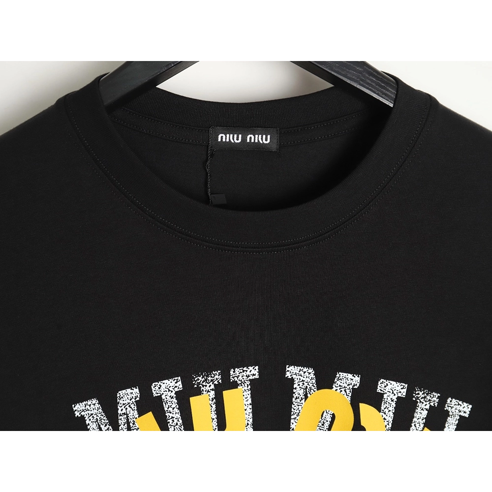 Miu Miu 24SS Blurred Letters Short Sleeve T-Shirt TSK1,All order with free shipping Miu Miu
