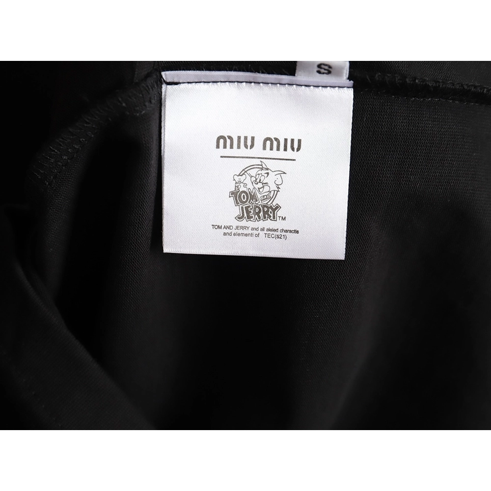 Miu Miu 24SS Blurred Letters Short Sleeve T-Shirt TSK1,All order with free shipping Miu Miu