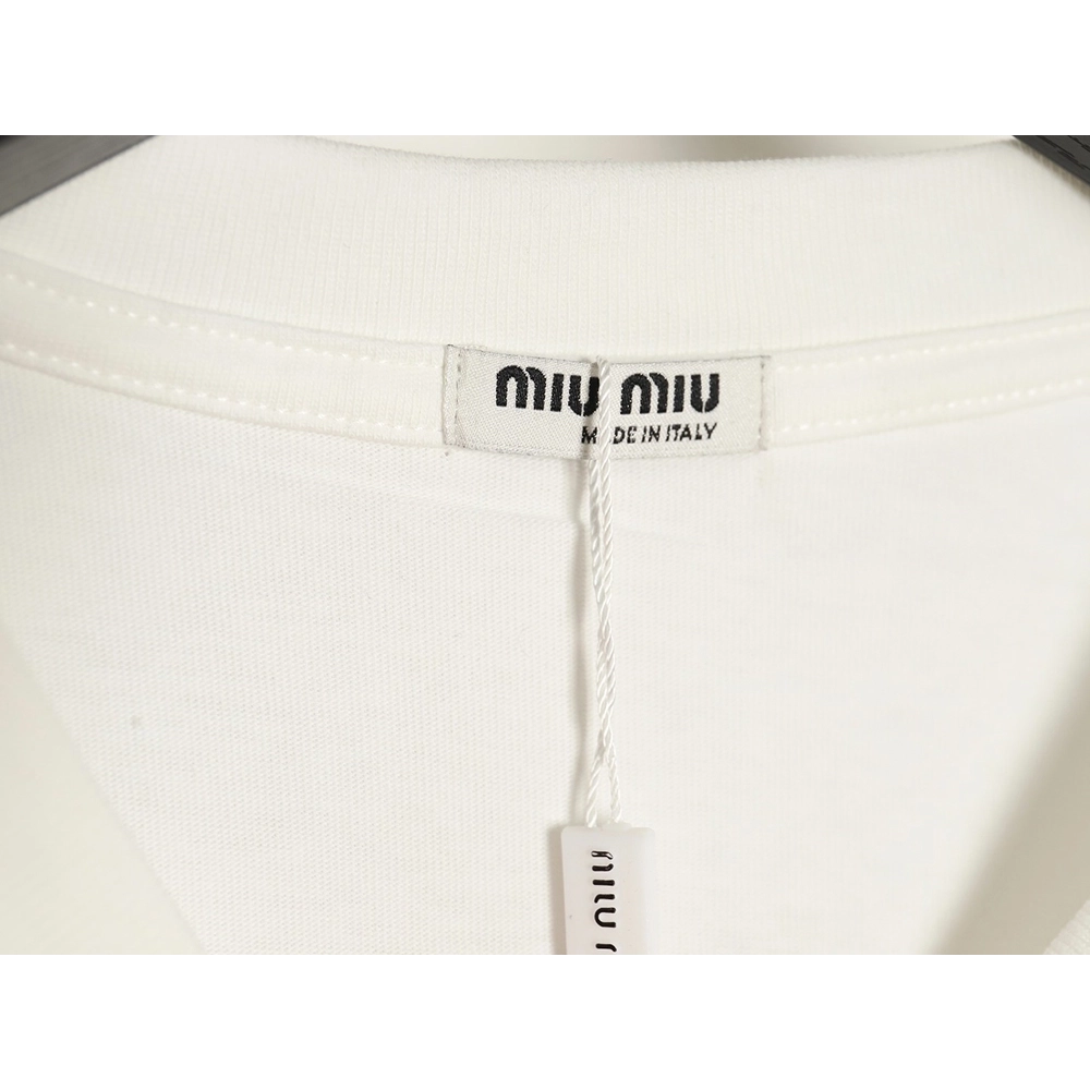 Miu Miu 24SS Blurred Letters Short Sleeve T-Shirt,All order with free shipping Miu Miu