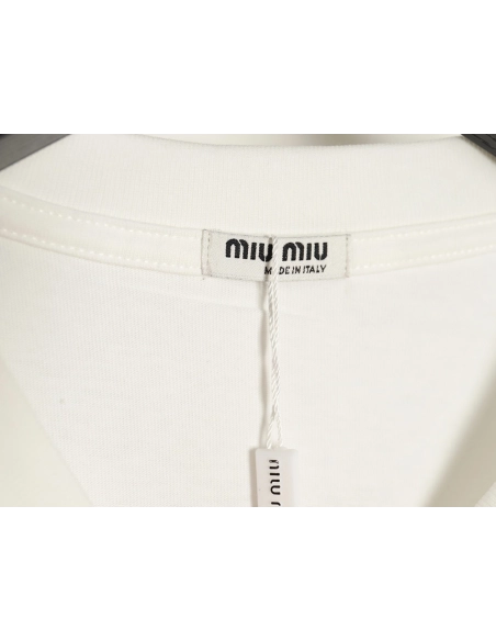 Miu Miu 24SS Blurred Letters Short Sleeve T-Shirt,All order with free shipping Miu Miu