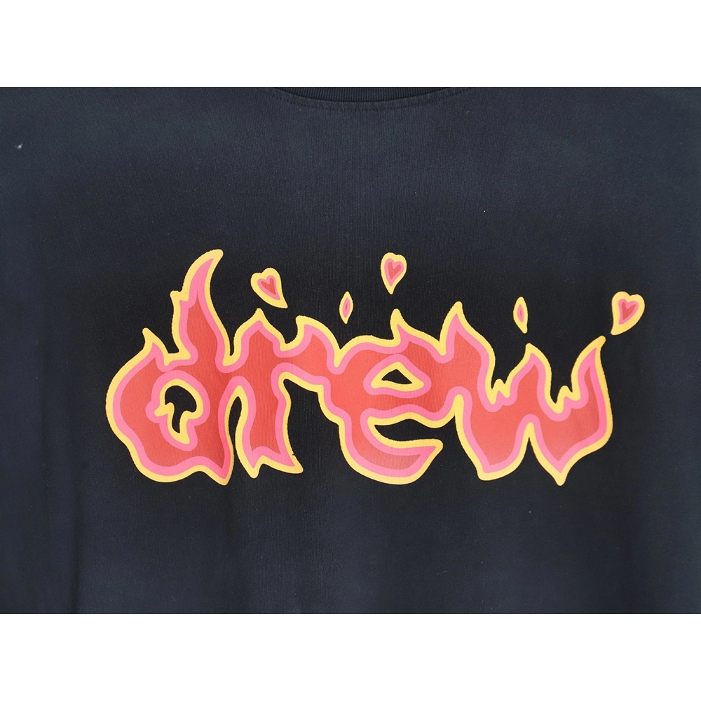 Drew House 23SS flame letter washed short-sleeved T-shirt,All order with free shipping drew house