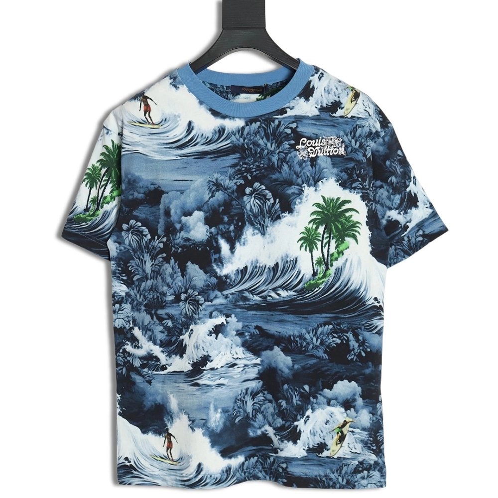 Reps Louis Vuitton 24SS Wave Print Short Sleeve T-Shirt,All order with free shipping Reps Louis Vuitton