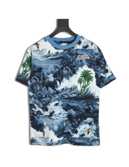 Reps Louis Vuitton 24SS Wave Print Short Sleeve T-Shirt,All order with free shipping Reps Louis Vuitton