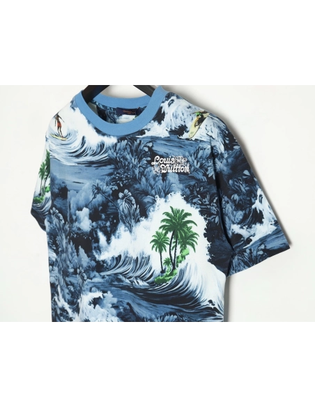 Reps Louis Vuitton 24SS Wave Print Short Sleeve T-Shirt,All order with free shipping Reps Louis Vuitton