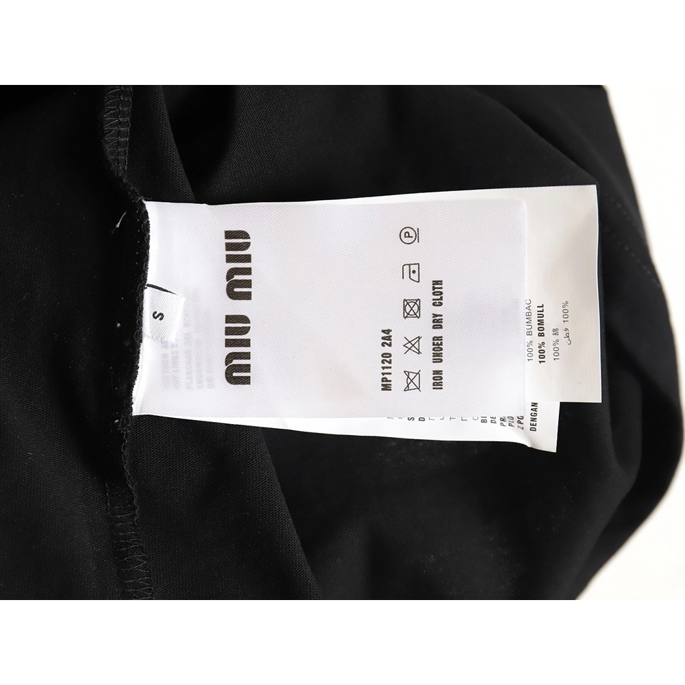 Miu Miu short-sleeved T-shirt with lettering,All order with free shipping Miu Miu