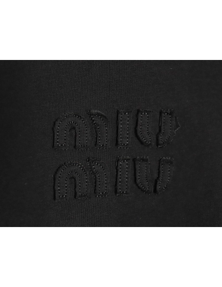Miu Miu short-sleeved T-shirt with lettering,All order with free shipping Miu Miu