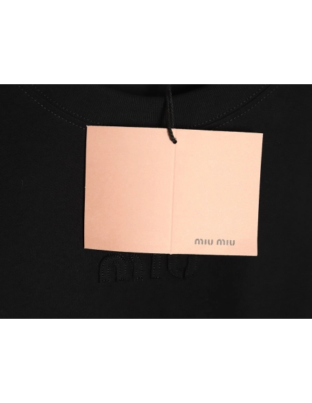 Miu Miu short-sleeved T-shirt with lettering,All order with free shipping Miu Miu