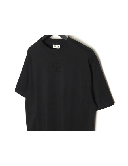 Miu Miu short-sleeved T-shirt with lettering,All order with free shipping Miu Miu
