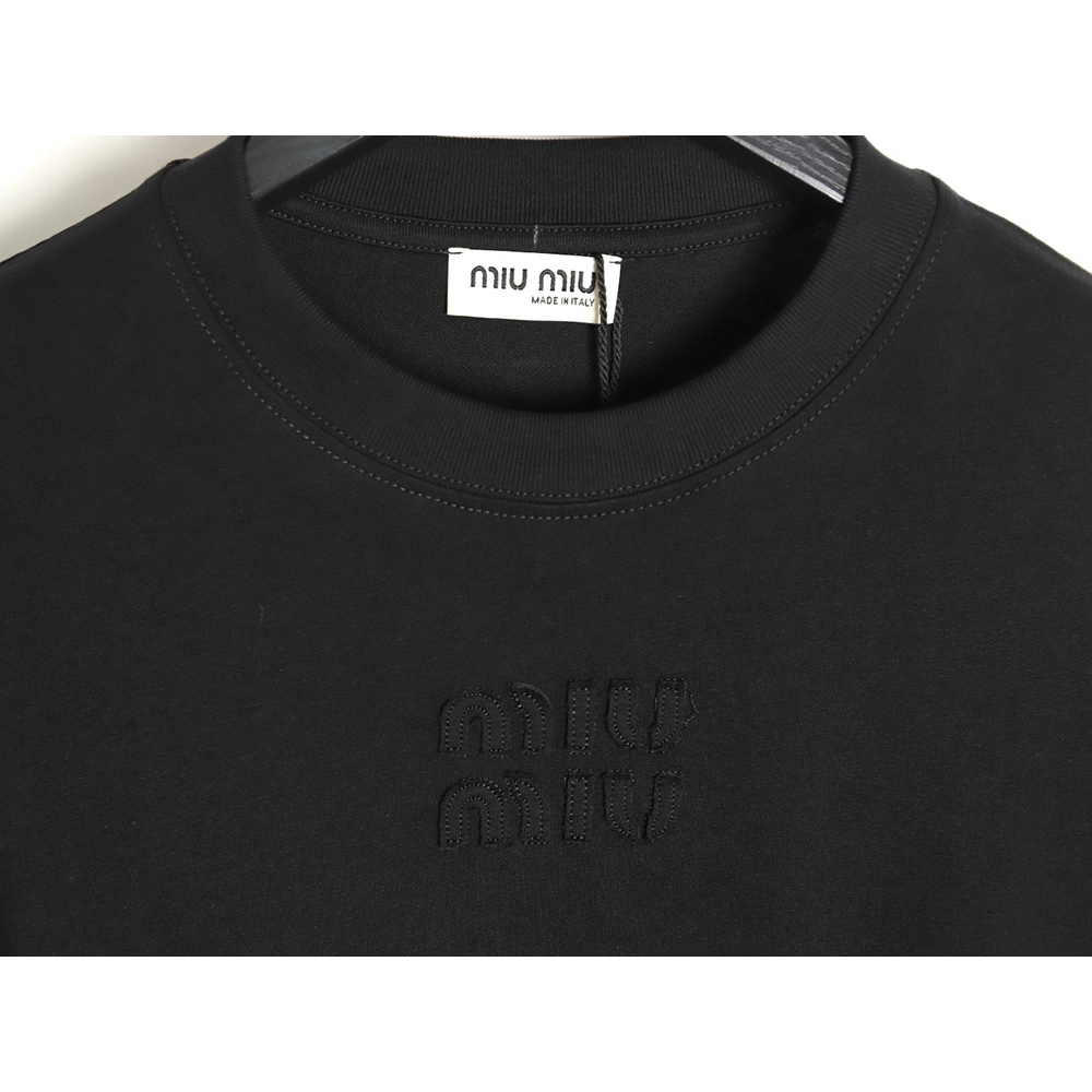 Miu Miu short-sleeved T-shirt with lettering,All order with free shipping Miu Miu