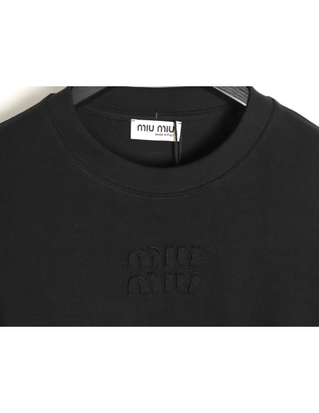Miu Miu short-sleeved T-shirt with lettering,All order with free shipping Miu Miu