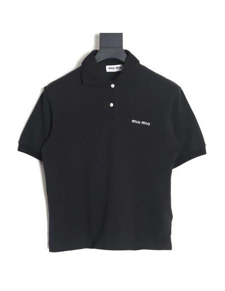 MIU MIU 24SS Embroidered Polo Short Sleeve T-Shirt TSK1,All order with free shipping Miu Miu